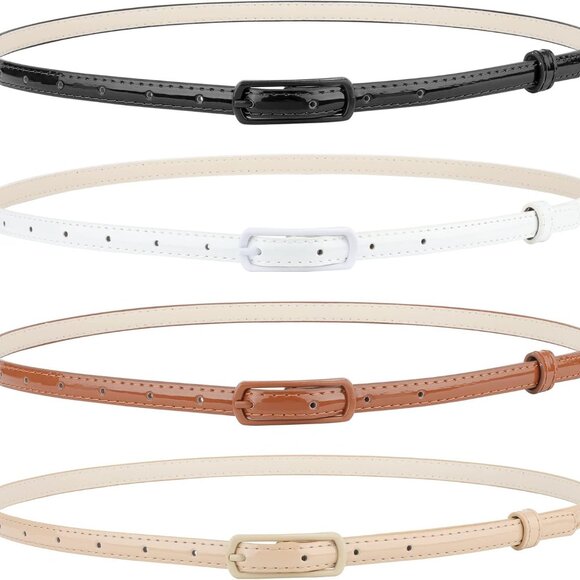 4 Pack Slim Leather Belts for Women Wide Range Colors Stylish Fashion - Picture 1 of 8